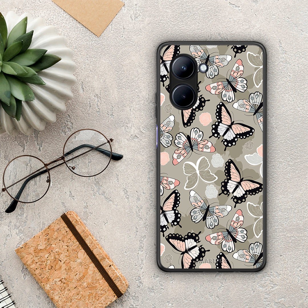 Θήκη Realme C33 Boho Butterflies από τη Smartfits με σχέδιο στο πίσω μέρος και μαύρο περίβλημα | Realme C33 Boho Butterflies Case with Colorful Back and Black Bezels