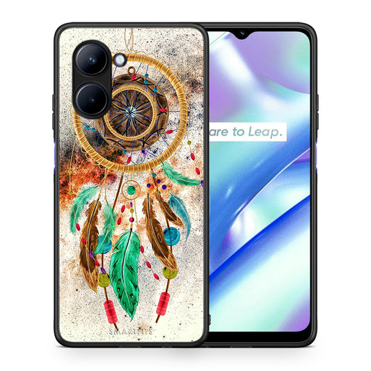 Θήκη Realme C33 Boho DreamCatcher από τη Smartfits με σχέδιο στο πίσω μέρος και μαύρο περίβλημα | Realme C33 Boho DreamCatcher Case with Colorful Back and Black Bezels