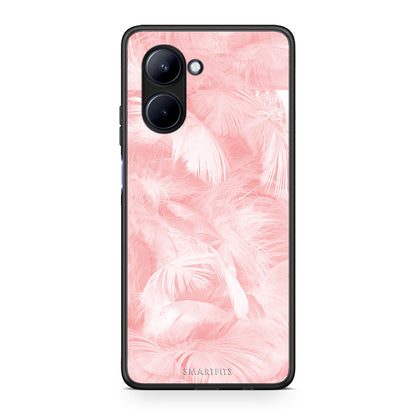 Θήκη Realme C33 Boho Pink Feather από τη Smartfits με σχέδιο στο πίσω μέρος και μαύρο περίβλημα | Realme C33 Boho Pink Feather Case with Colorful Back and Black Bezels