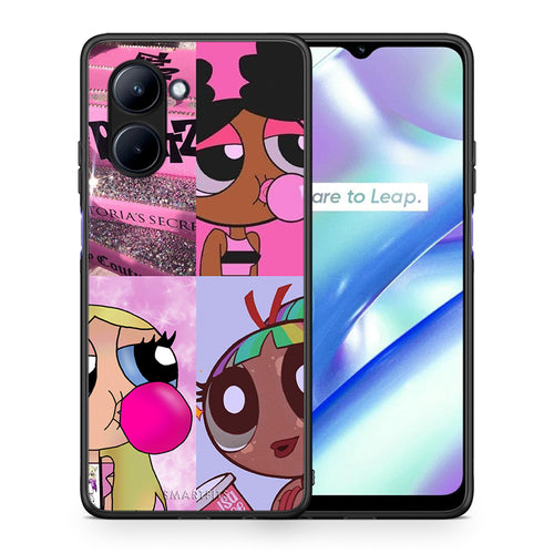 Θήκη Realme C33 Bubble Girls από τη Smartfits με σχέδιο στο πίσω μέρος και μαύρο περίβλημα | Realme C33 Bubble Girls Case with Colorful Back and Black Bezels