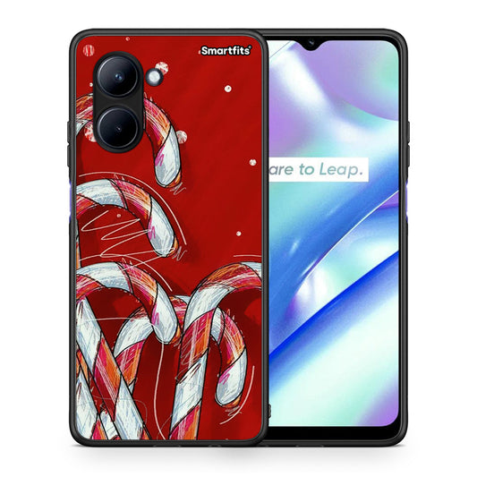 Θήκη Realme C33 Candy Cane από τη Smartfits με σχέδιο στο πίσω μέρος και μαύρο περίβλημα | Realme C33 Candy Cane Case with Colorful Back and Black Bezels