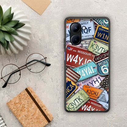 Θήκη Realme C33 Car Plates από τη Smartfits με σχέδιο στο πίσω μέρος και μαύρο περίβλημα | Realme C33 Car Plates Case with Colorful Back and Black Bezels