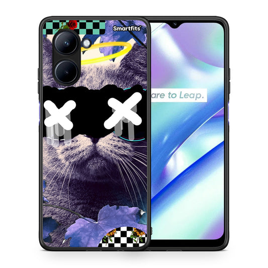 Θήκη Realme C33 Cat Collage από τη Smartfits με σχέδιο στο πίσω μέρος και μαύρο περίβλημα | Realme C33 Cat Collage Case with Colorful Back and Black Bezels
