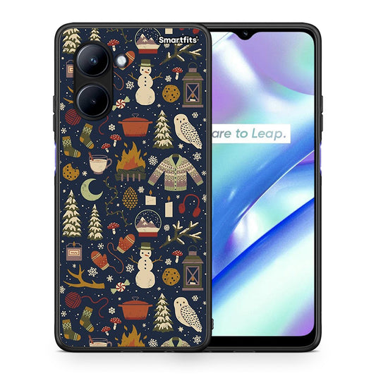 Θήκη Realme C33 Christmas Elements από τη Smartfits με σχέδιο στο πίσω μέρος και μαύρο περίβλημα | Realme C33 Christmas Elements Case with Colorful Back and Black Bezels