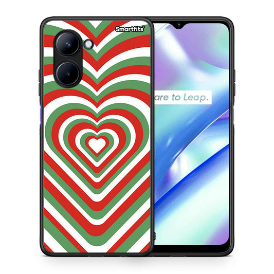 Θήκη Realme C33 Christmas Hearts από τη Smartfits με σχέδιο στο πίσω μέρος και μαύρο περίβλημα | Realme C33 Christmas Hearts Case with Colorful Back and Black Bezels