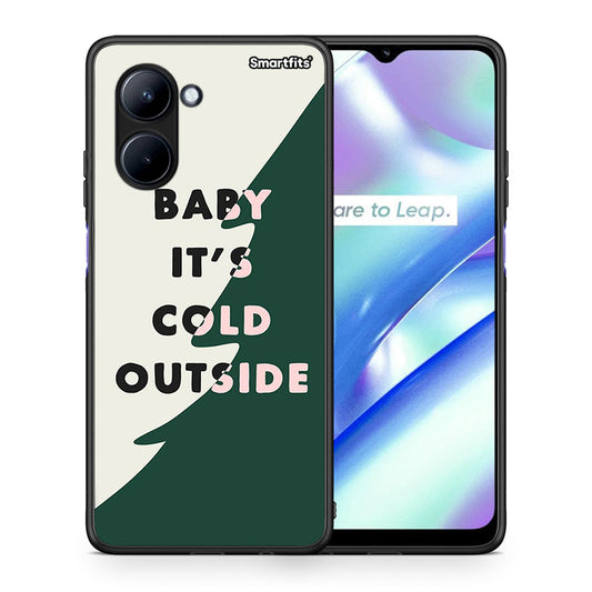 Θήκη Realme C33 Cold Outside από τη Smartfits με σχέδιο στο πίσω μέρος και μαύρο περίβλημα | Realme C33 Cold Outside Case with Colorful Back and Black Bezels