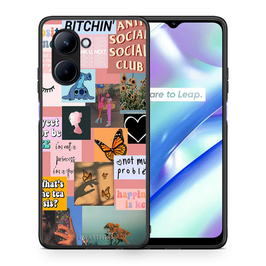 Θήκη Realme C33 Collage Bitchin από τη Smartfits με σχέδιο στο πίσω μέρος και μαύρο περίβλημα | Realme C33 Collage Bitchin Case with Colorful Back and Black Bezels