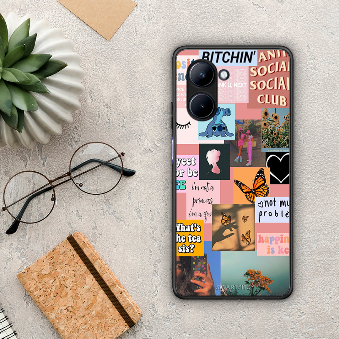 Θήκη Realme C33 Collage Bitchin από τη Smartfits με σχέδιο στο πίσω μέρος και μαύρο περίβλημα | Realme C33 Collage Bitchin Case with Colorful Back and Black Bezels