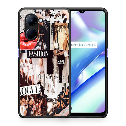 Θήκη Realme C33 Collage Fashion από τη Smartfits με σχέδιο στο πίσω μέρος και μαύρο περίβλημα | Realme C33 Collage Fashion Case with Colorful Back and Black Bezels