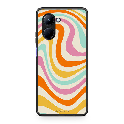 Θήκη Realme C33 Colourful Waves από τη Smartfits με σχέδιο στο πίσω μέρος και μαύρο περίβλημα | Realme C33 Colourful Waves Case with Colorful Back and Black Bezels