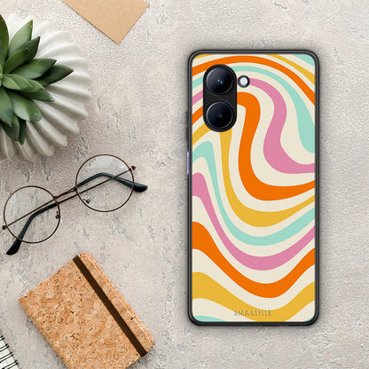 Θήκη Realme C33 Colourful Waves από τη Smartfits με σχέδιο στο πίσω μέρος και μαύρο περίβλημα | Realme C33 Colourful Waves Case with Colorful Back and Black Bezels
