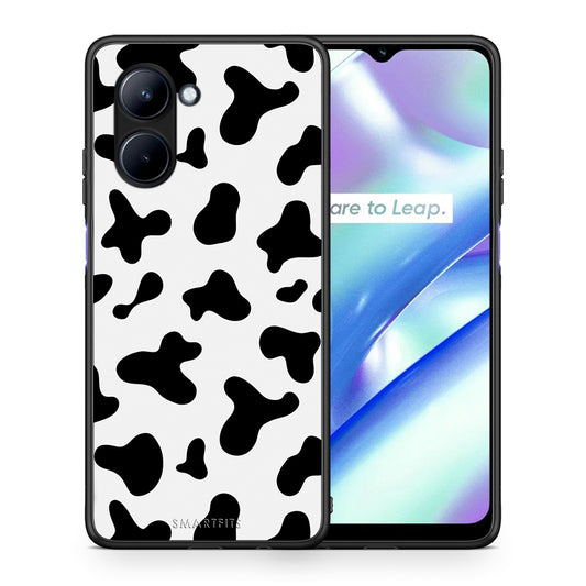 Θήκη Realme C33 Cow Print από τη Smartfits με σχέδιο στο πίσω μέρος και μαύρο περίβλημα | Realme C33 Cow Print Case with Colorful Back and Black Bezels