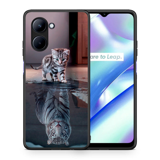 Θήκη Realme C33 Cute Tiger από τη Smartfits με σχέδιο στο πίσω μέρος και μαύρο περίβλημα | Realme C33 Cute Tiger Case with Colorful Back and Black Bezels