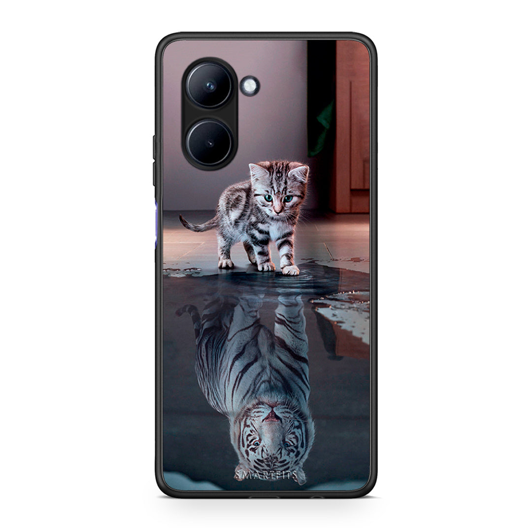 Θήκη Realme C33 Cute Tiger από τη Smartfits με σχέδιο στο πίσω μέρος και μαύρο περίβλημα | Realme C33 Cute Tiger Case with Colorful Back and Black Bezels