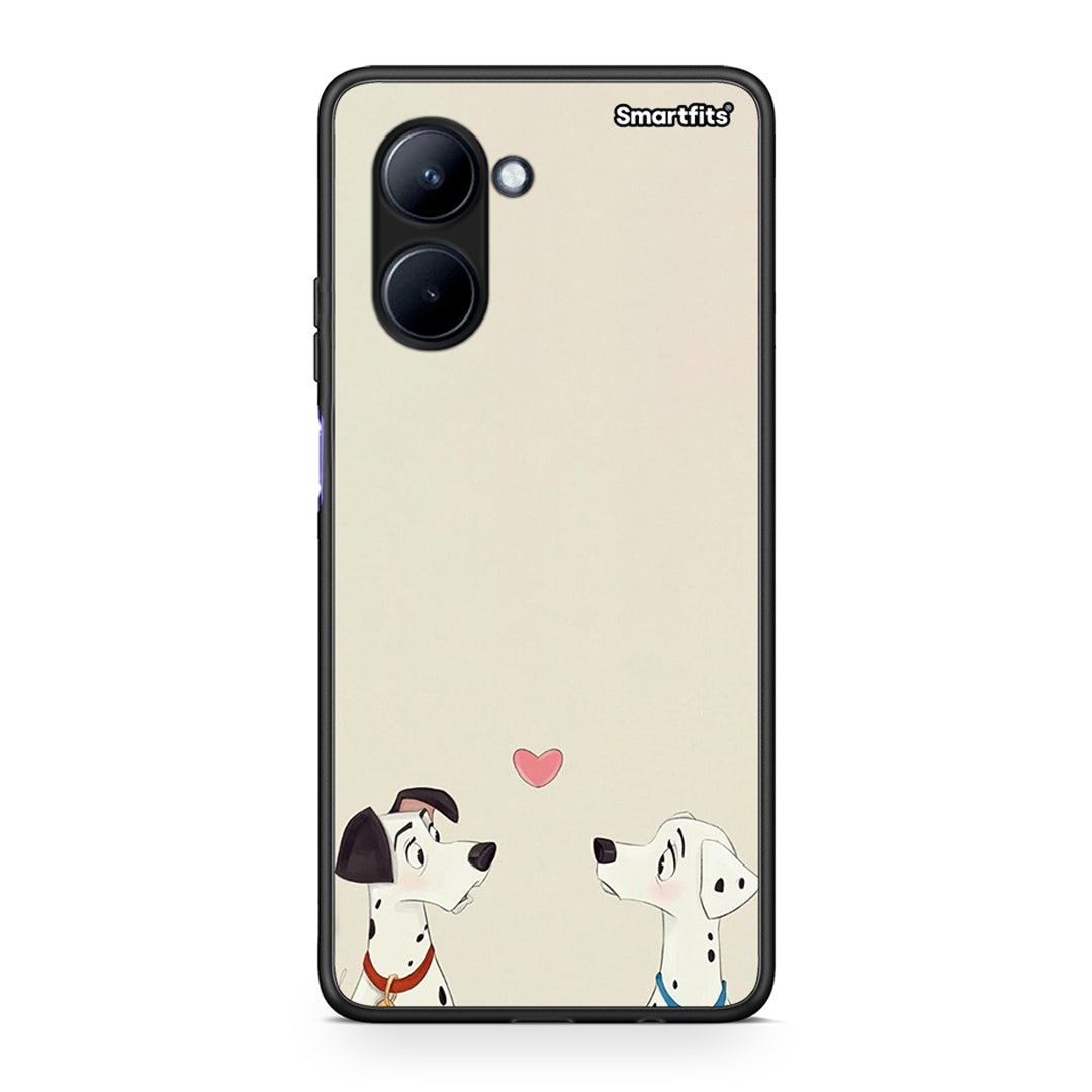 Θήκη Realme C33 Dalmatians Love από τη Smartfits με σχέδιο στο πίσω μέρος και μαύρο περίβλημα | Realme C33 Dalmatians Love Case with Colorful Back and Black Bezels