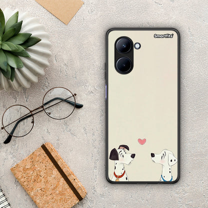 Θήκη Realme C33 Dalmatians Love από τη Smartfits με σχέδιο στο πίσω μέρος και μαύρο περίβλημα | Realme C33 Dalmatians Love Case with Colorful Back and Black Bezels