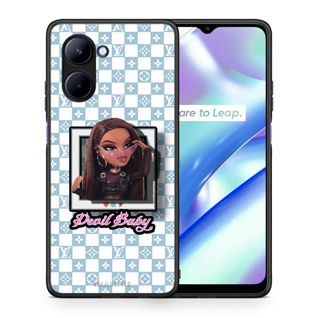 Θήκη Realme C33 Devil Baby από τη Smartfits με σχέδιο στο πίσω μέρος και μαύρο περίβλημα | Realme C33 Devil Baby Case with Colorful Back and Black Bezels