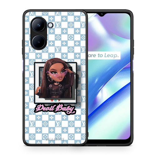 Θήκη Realme C33 Devil Baby από τη Smartfits με σχέδιο στο πίσω μέρος και μαύρο περίβλημα | Realme C33 Devil Baby Case with Colorful Back and Black Bezels