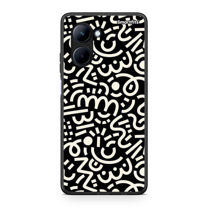Θήκη Realme C33 Doodle Art από τη Smartfits με σχέδιο στο πίσω μέρος και μαύρο περίβλημα | Realme C33 Doodle Art Case with Colorful Back and Black Bezels