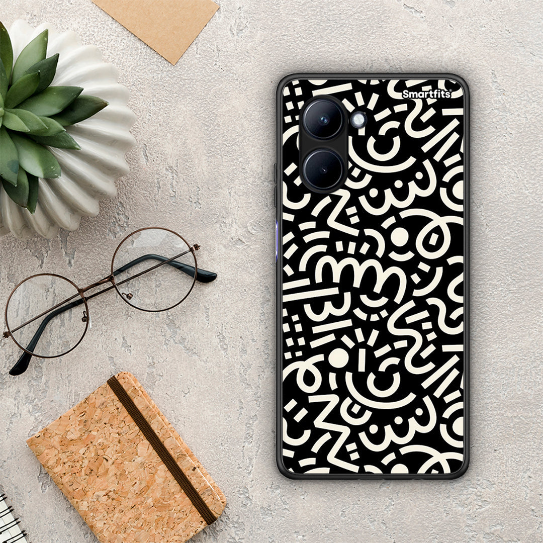 Θήκη Realme C33 Doodle Art από τη Smartfits με σχέδιο στο πίσω μέρος και μαύρο περίβλημα | Realme C33 Doodle Art Case with Colorful Back and Black Bezels