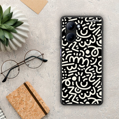 Θήκη Realme C33 Doodle Art από τη Smartfits με σχέδιο στο πίσω μέρος και μαύρο περίβλημα | Realme C33 Doodle Art Case with Colorful Back and Black Bezels