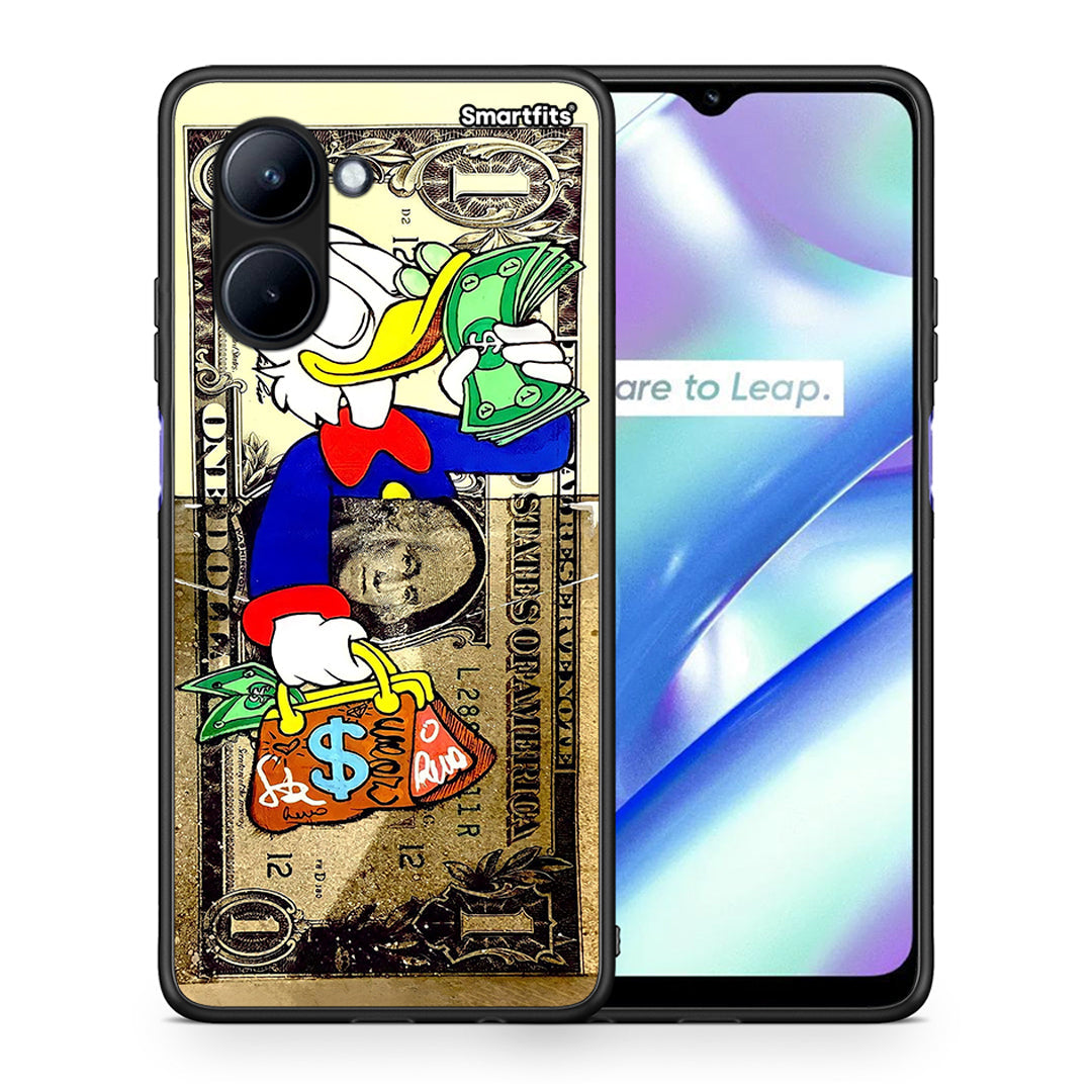 Θήκη Realme C33 Duck Money από τη Smartfits με σχέδιο στο πίσω μέρος και μαύρο περίβλημα | Realme C33 Duck Money Case with Colorful Back and Black Bezels