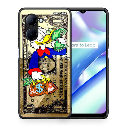 Θήκη Realme C33 Duck Money από τη Smartfits με σχέδιο στο πίσω μέρος και μαύρο περίβλημα | Realme C33 Duck Money Case with Colorful Back and Black Bezels