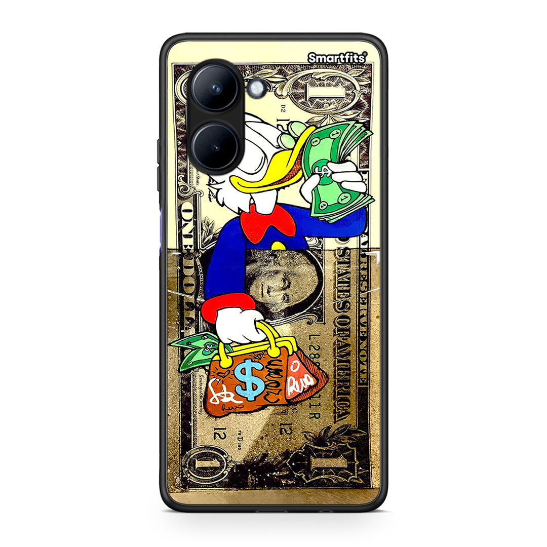 Θήκη Realme C33 Duck Money από τη Smartfits με σχέδιο στο πίσω μέρος και μαύρο περίβλημα | Realme C33 Duck Money Case with Colorful Back and Black Bezels