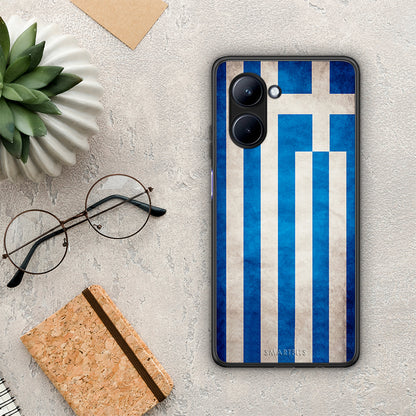 Θήκη Realme C33 Flag Greek από τη Smartfits με σχέδιο στο πίσω μέρος και μαύρο περίβλημα | Realme C33 Flag Greek Case with Colorful Back and Black Bezels