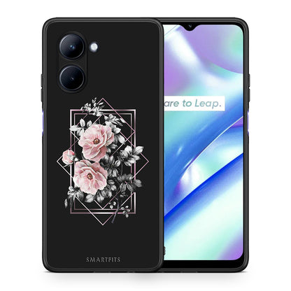Θήκη Realme C33 Flower Frame από τη Smartfits με σχέδιο στο πίσω μέρος και μαύρο περίβλημα | Realme C33 Flower Frame Case with Colorful Back and Black Bezels