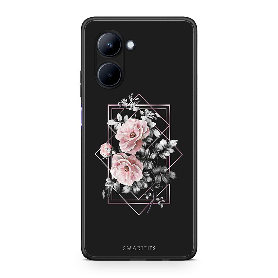 Θήκη Realme C33 Flower Frame από τη Smartfits με σχέδιο στο πίσω μέρος και μαύρο περίβλημα | Realme C33 Flower Frame Case with Colorful Back and Black Bezels