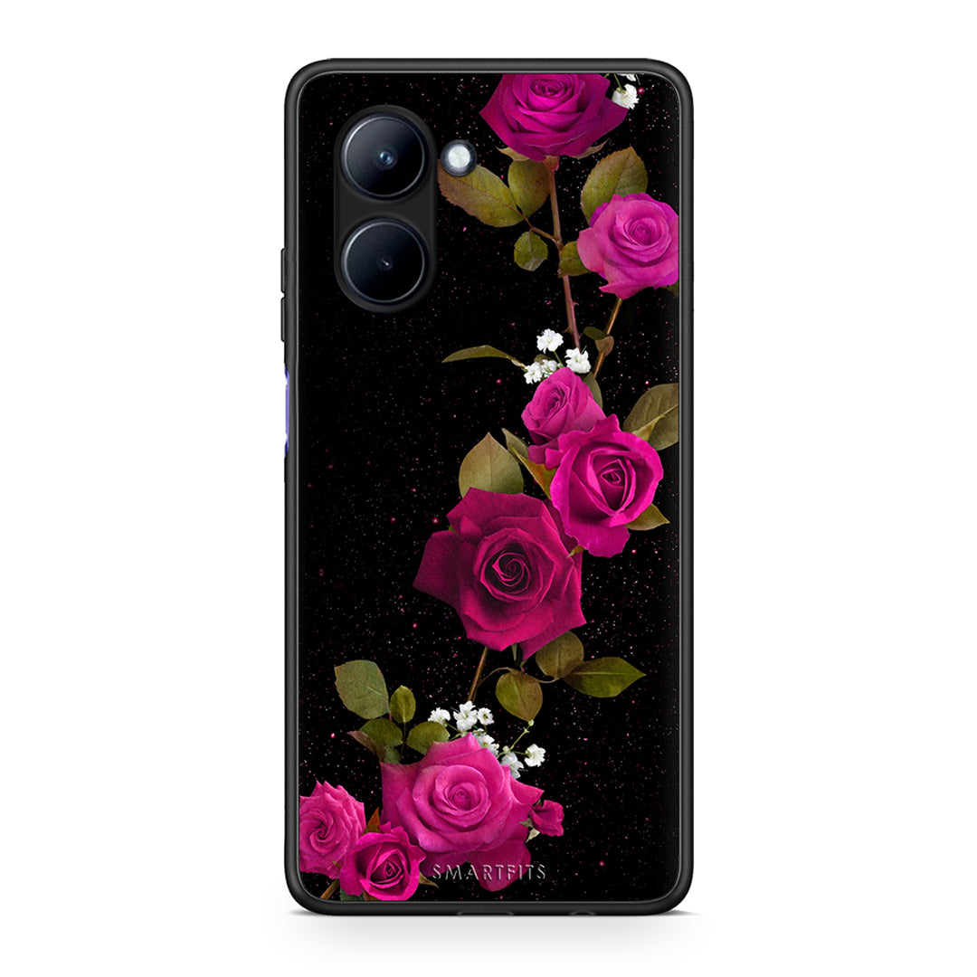Θήκη Realme C33 Flower Red Roses από τη Smartfits με σχέδιο στο πίσω μέρος και μαύρο περίβλημα | Realme C33 Flower Red Roses Case with Colorful Back and Black Bezels