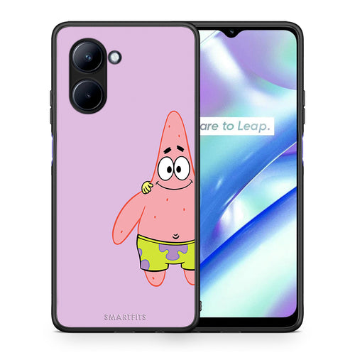 Θήκη Realme C33 Friends Patrick από τη Smartfits με σχέδιο στο πίσω μέρος και μαύρο περίβλημα | Realme C33 Friends Patrick Case with Colorful Back and Black Bezels