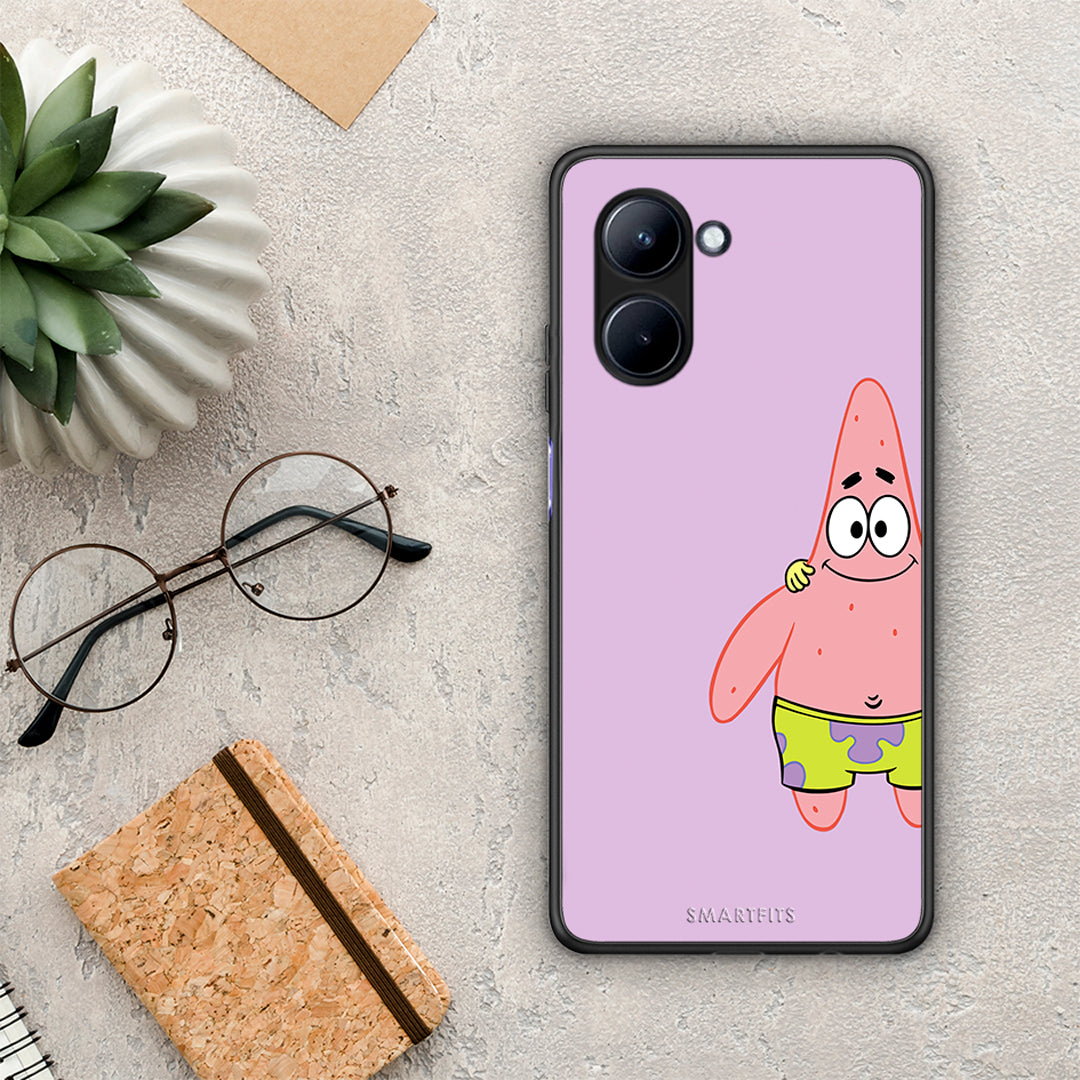 Θήκη Realme C33 Friends Patrick από τη Smartfits με σχέδιο στο πίσω μέρος και μαύρο περίβλημα | Realme C33 Friends Patrick Case with Colorful Back and Black Bezels