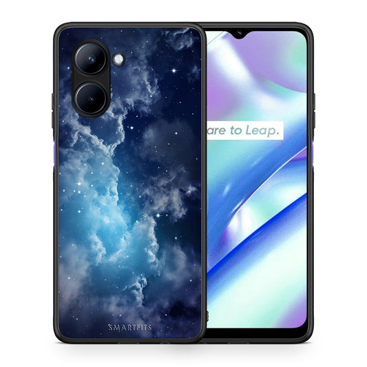 Θήκη Realme C33 Galactic Blue Sky από τη Smartfits με σχέδιο στο πίσω μέρος και μαύρο περίβλημα | Realme C33 Galactic Blue Sky Case with Colorful Back and Black Bezels