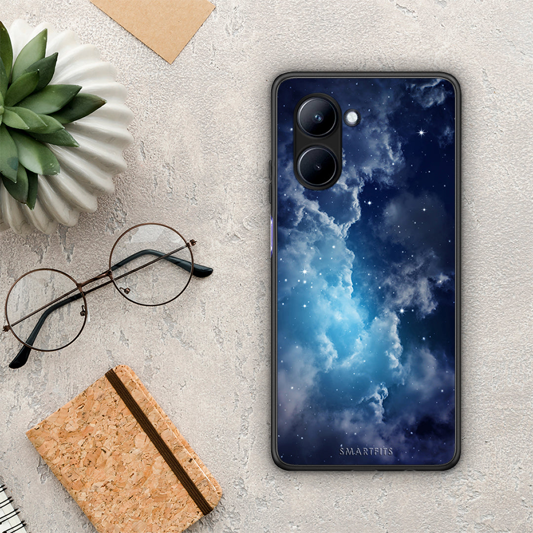 Θήκη Realme C33 Galactic Blue Sky από τη Smartfits με σχέδιο στο πίσω μέρος και μαύρο περίβλημα | Realme C33 Galactic Blue Sky Case with Colorful Back and Black Bezels