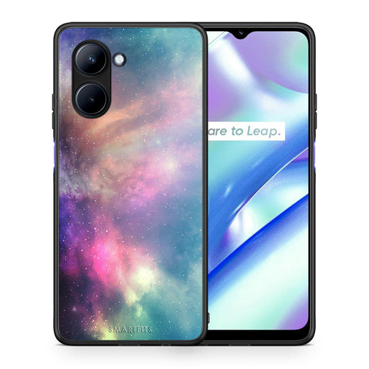 Θήκη Realme C33 Galactic Rainbow από τη Smartfits με σχέδιο στο πίσω μέρος και μαύρο περίβλημα | Realme C33 Galactic Rainbow Case with Colorful Back and Black Bezels