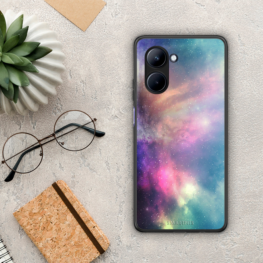 Θήκη Realme C33 Galactic Rainbow από τη Smartfits με σχέδιο στο πίσω μέρος και μαύρο περίβλημα | Realme C33 Galactic Rainbow Case with Colorful Back and Black Bezels