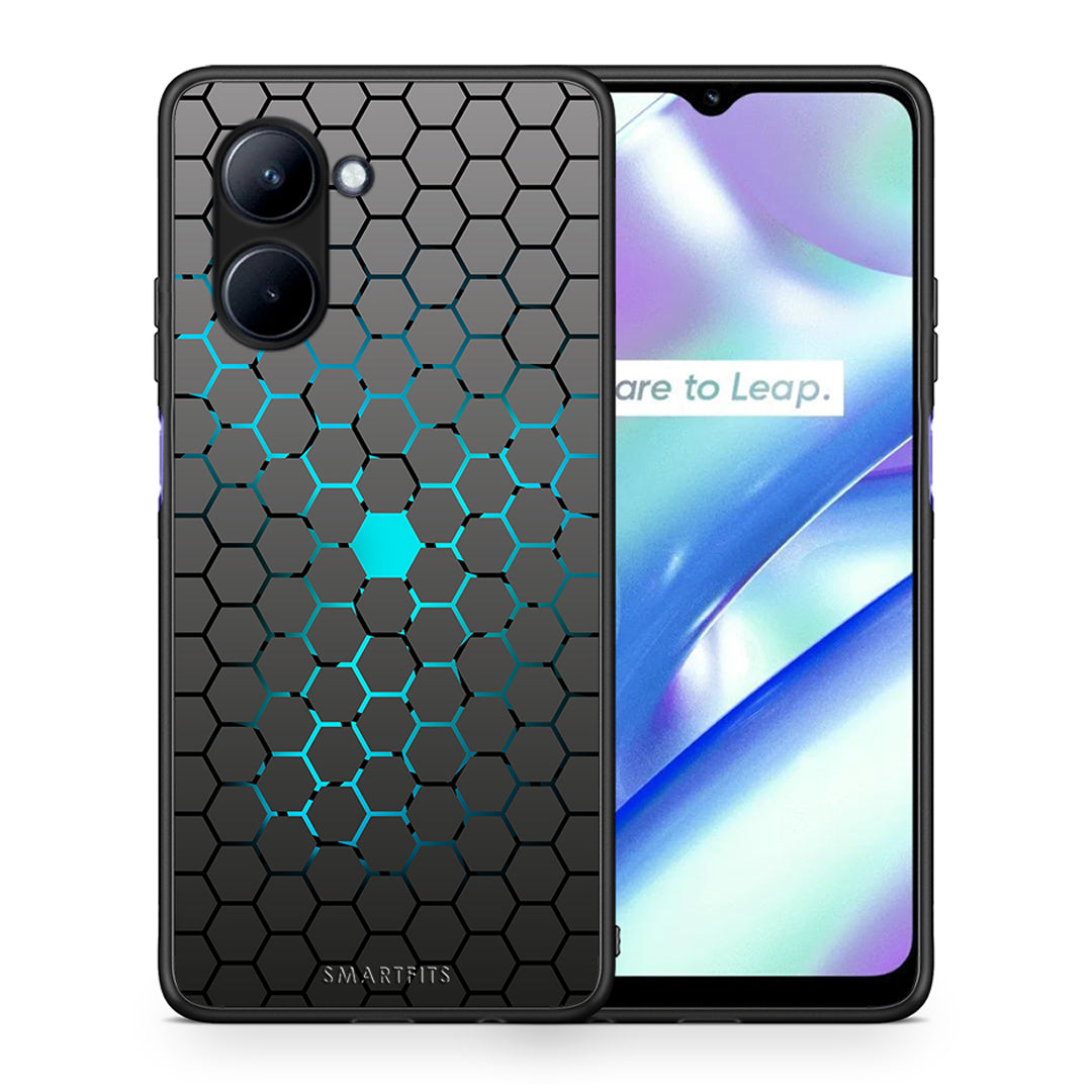 Θήκη Realme C33 Geometric Hexagonal από τη Smartfits με σχέδιο στο πίσω μέρος και μαύρο περίβλημα | Realme C33 Geometric Hexagonal Case with Colorful Back and Black Bezels