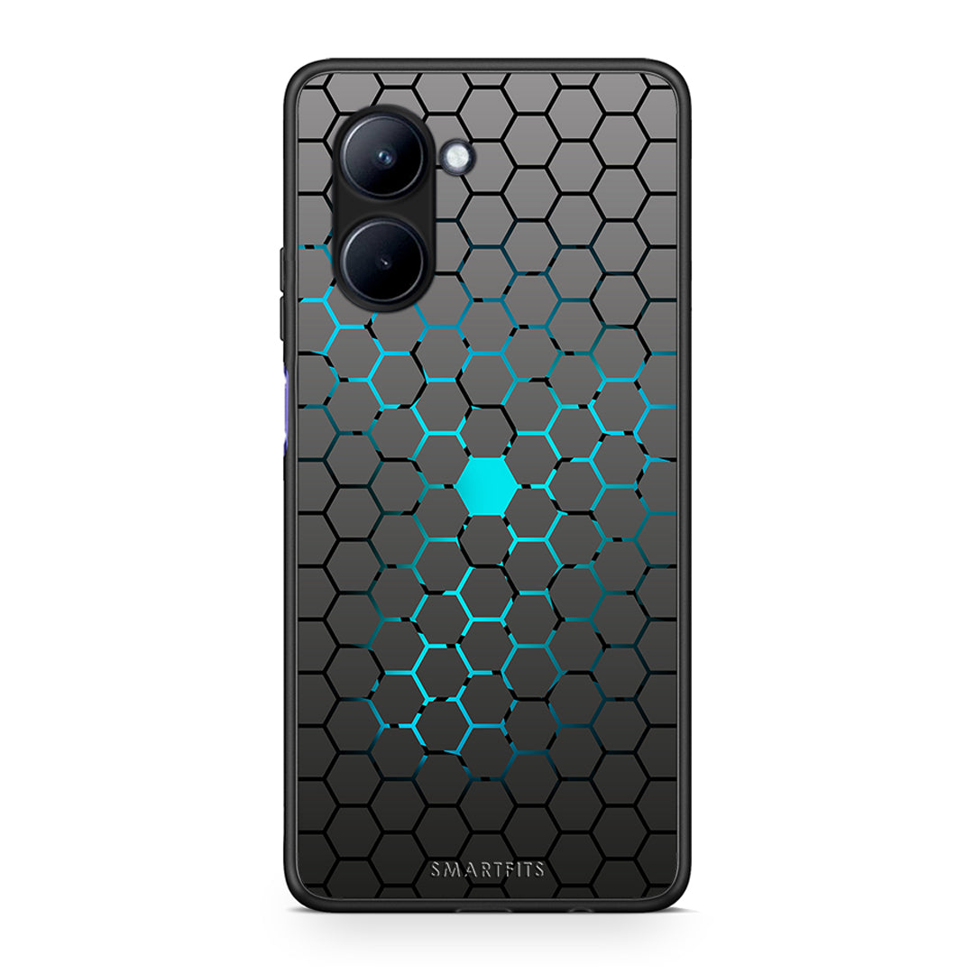 Θήκη Realme C33 Geometric Hexagonal από τη Smartfits με σχέδιο στο πίσω μέρος και μαύρο περίβλημα | Realme C33 Geometric Hexagonal Case with Colorful Back and Black Bezels