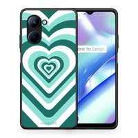 Thumbnail for Θήκη Realme C33 Green Hearts από τη Smartfits με σχέδιο στο πίσω μέρος και μαύρο περίβλημα | Realme C33 Green Hearts Case with Colorful Back and Black Bezels