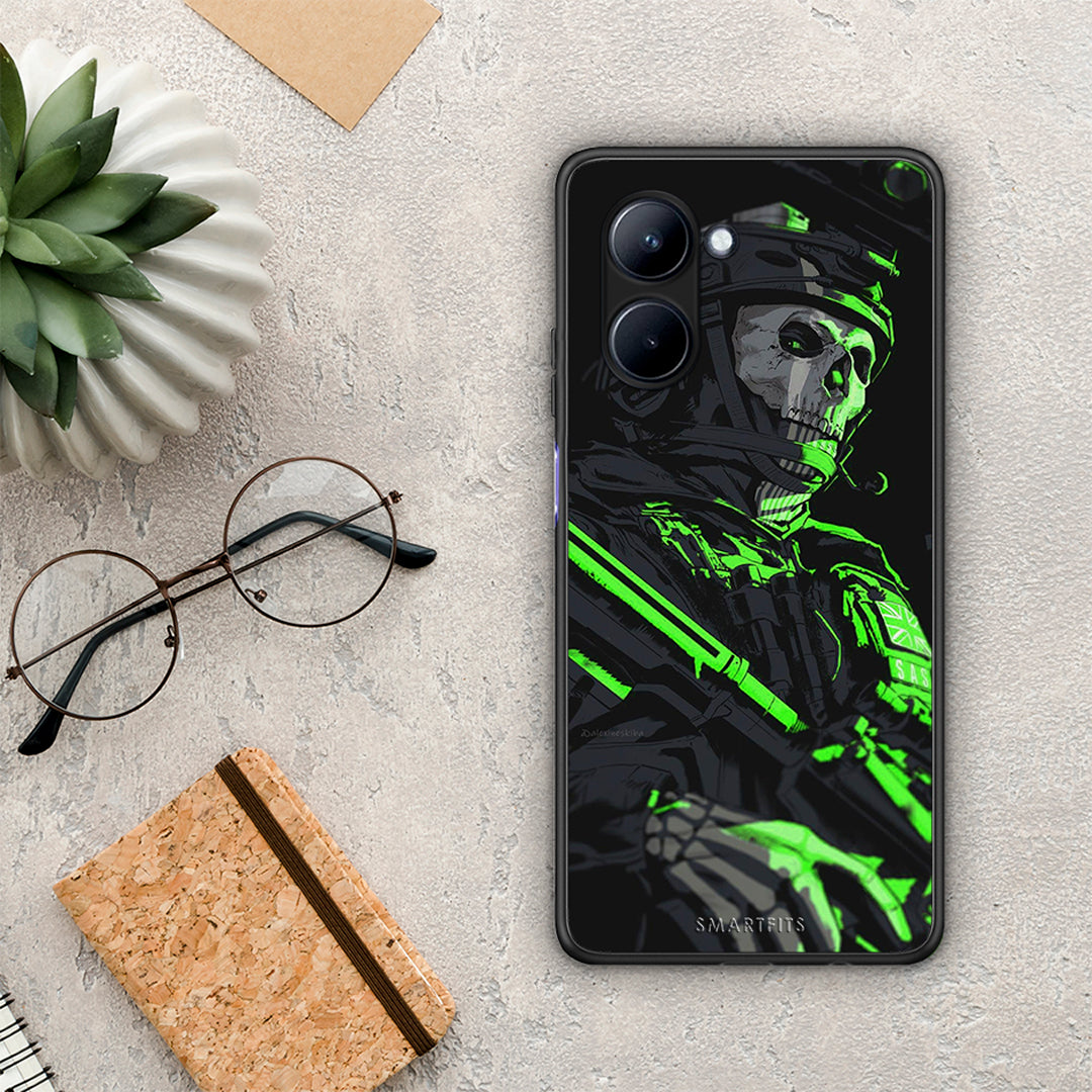 Θήκη Realme C33 Green Soldier από τη Smartfits με σχέδιο στο πίσω μέρος και μαύρο περίβλημα | Realme C33 Green Soldier Case with Colorful Back and Black Bezels