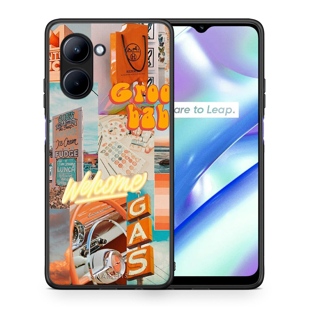 Θήκη Realme C33 Groovy Babe από τη Smartfits με σχέδιο στο πίσω μέρος και μαύρο περίβλημα | Realme C33 Groovy Babe Case with Colorful Back and Black Bezels