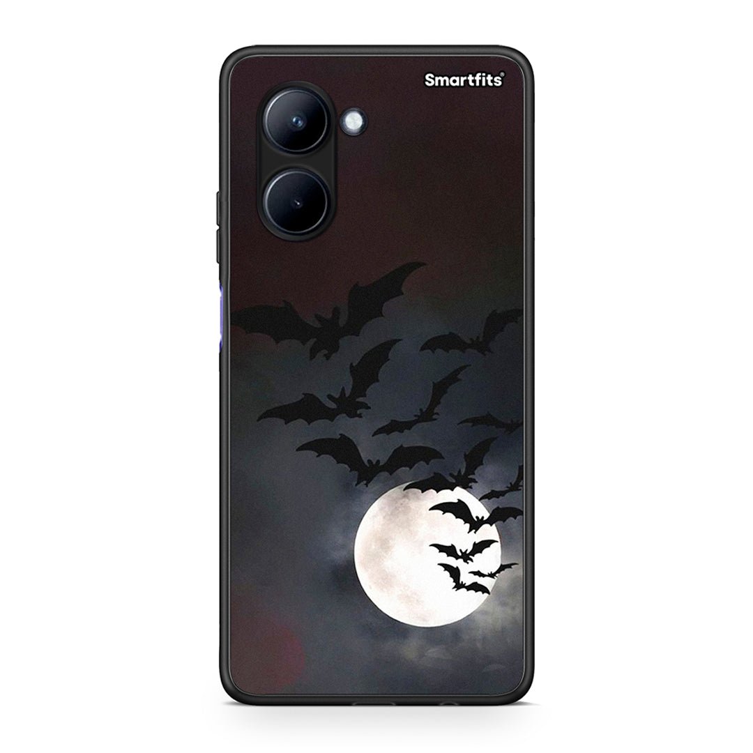 Θήκη Realme C33 Halloween Bat Night από τη Smartfits με σχέδιο στο πίσω μέρος και μαύρο περίβλημα | Realme C33 Halloween Bat Night Case with Colorful Back and Black Bezels