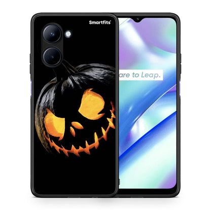 Θήκη Realme C33 Halloween Scary Pumpkin από τη Smartfits με σχέδιο στο πίσω μέρος και μαύρο περίβλημα | Realme C33 Halloween Scary Pumpkin Case with Colorful Back and Black Bezels