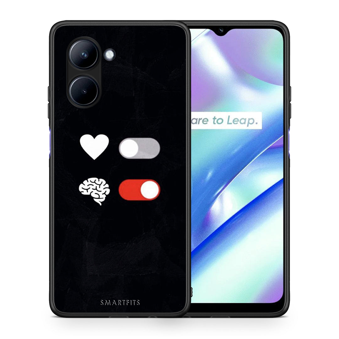 Θήκη Realme C33 Heart Vs Brain από τη Smartfits με σχέδιο στο πίσω μέρος και μαύρο περίβλημα | Realme C33 Heart Vs Brain Case with Colorful Back and Black Bezels