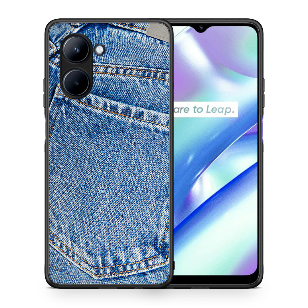Θήκη Realme C33 Jeans Pocket από τη Smartfits με σχέδιο στο πίσω μέρος και μαύρο περίβλημα | Realme C33 Jeans Pocket Case with Colorful Back and Black Bezels