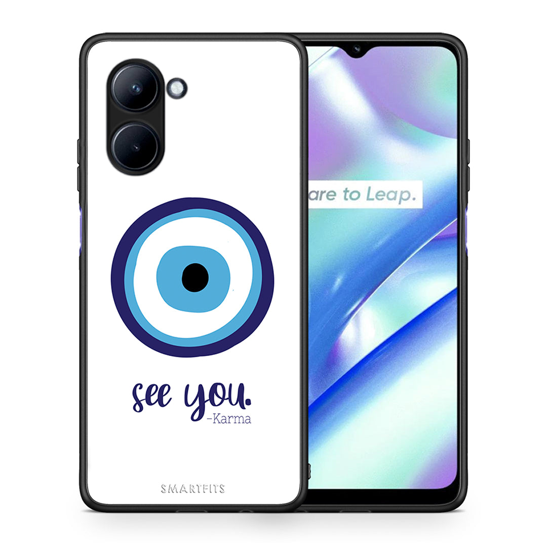 Θήκη Realme C33 Karma Says από τη Smartfits με σχέδιο στο πίσω μέρος και μαύρο περίβλημα | Realme C33 Karma Says Case with Colorful Back and Black Bezels