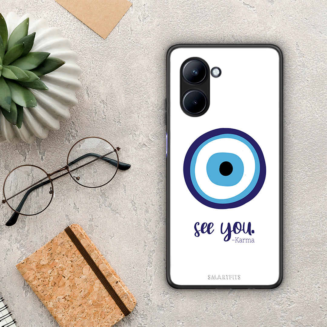 Θήκη Realme C33 Karma Says από τη Smartfits με σχέδιο στο πίσω μέρος και μαύρο περίβλημα | Realme C33 Karma Says Case with Colorful Back and Black Bezels