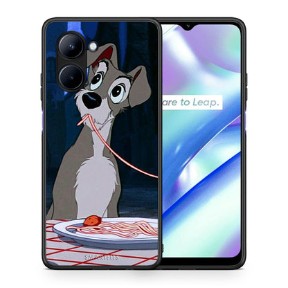 Θήκη Realme C33 Lady And Tramp 1 από τη Smartfits με σχέδιο στο πίσω μέρος και μαύρο περίβλημα | Realme C33 Lady And Tramp 1 Case with Colorful Back and Black Bezels